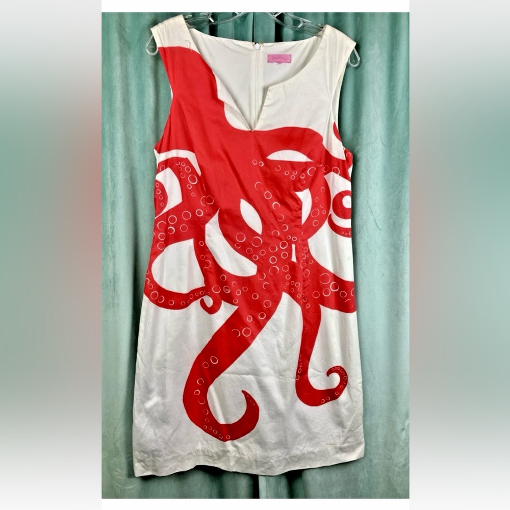 Lilly Pulitzer TayTay shift dress. Octopus. Resort white size Large RARE!! 🐙
